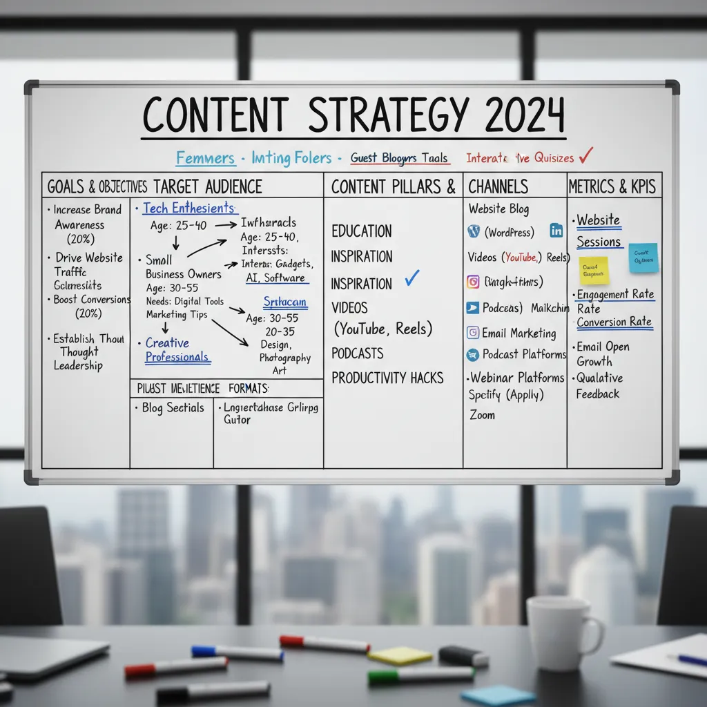 content strategy planning whiteboard
