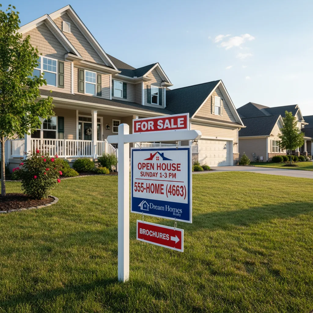 house sale sign yard
