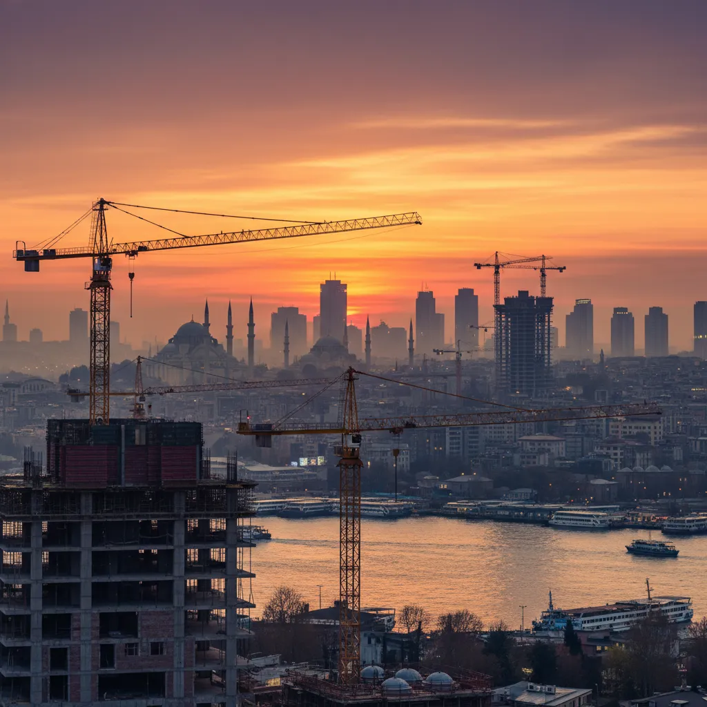 istanbul skyline construction cranes