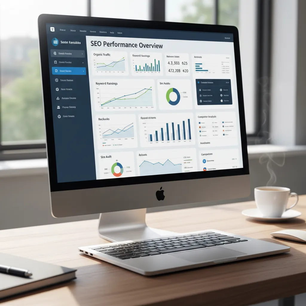 SEO analytics dashboard computer