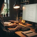 writer typing natural content
