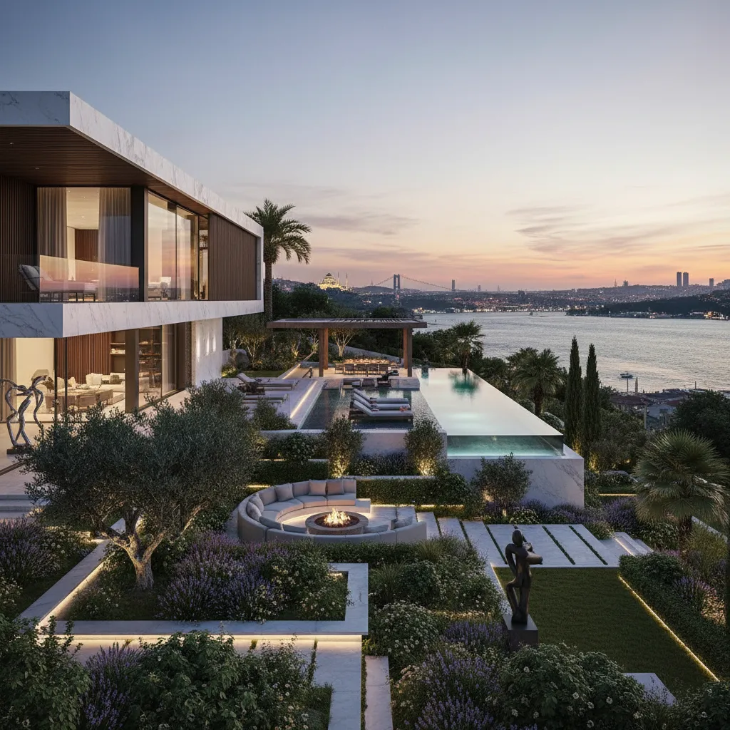 modern luxury villa istanbul garden