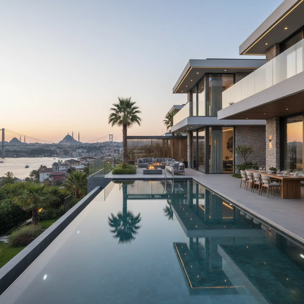 modern luxury villa pool istanbul