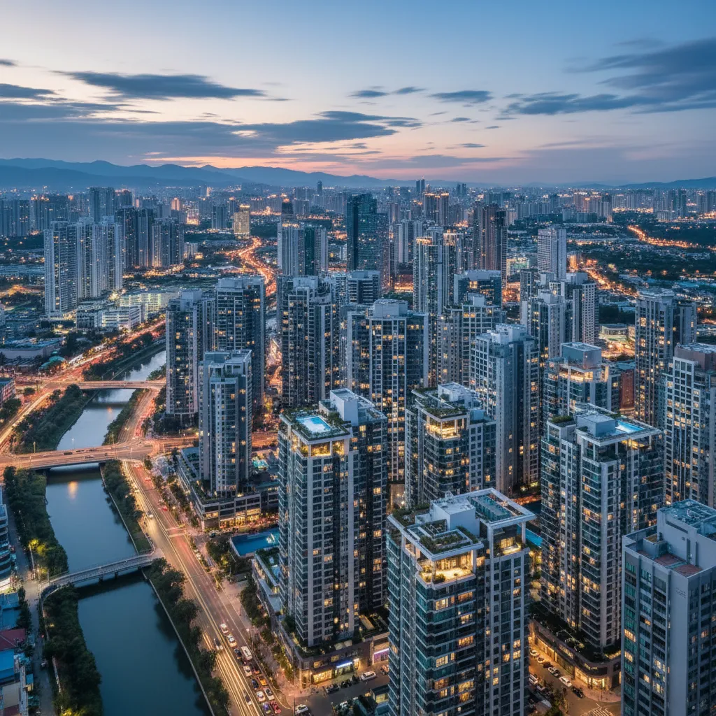 modern apartment buildings skyline