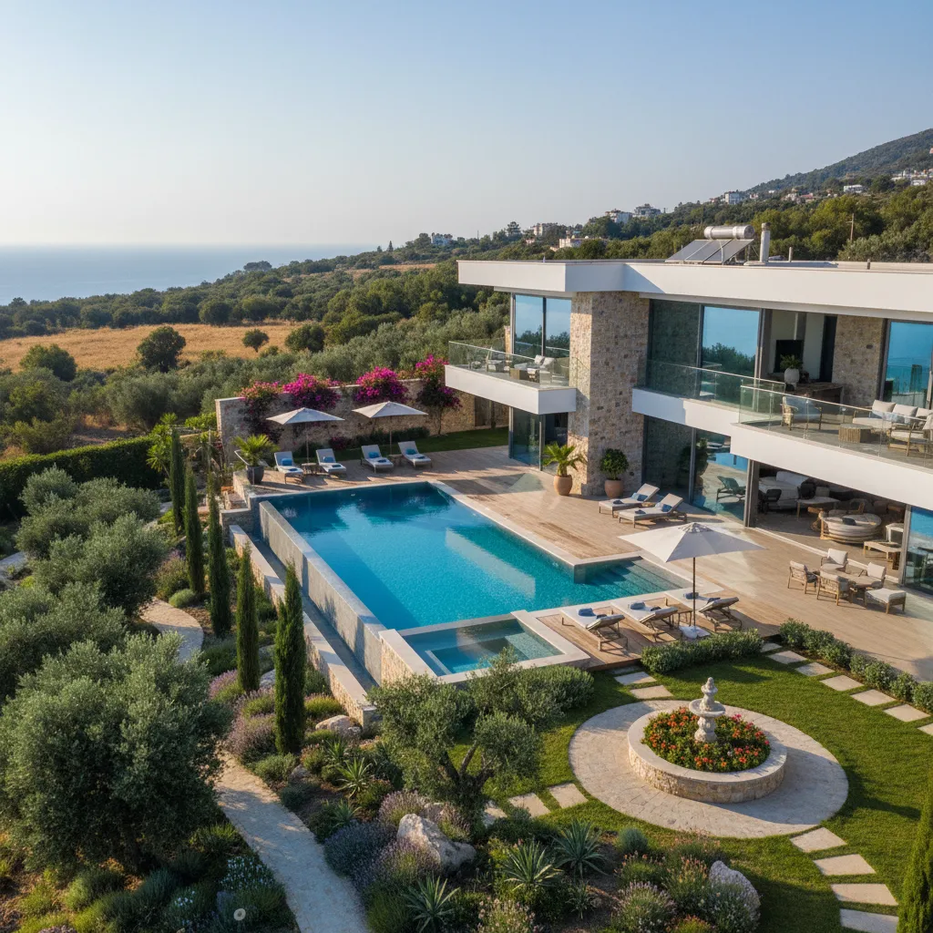 modern turkish villa garden pool