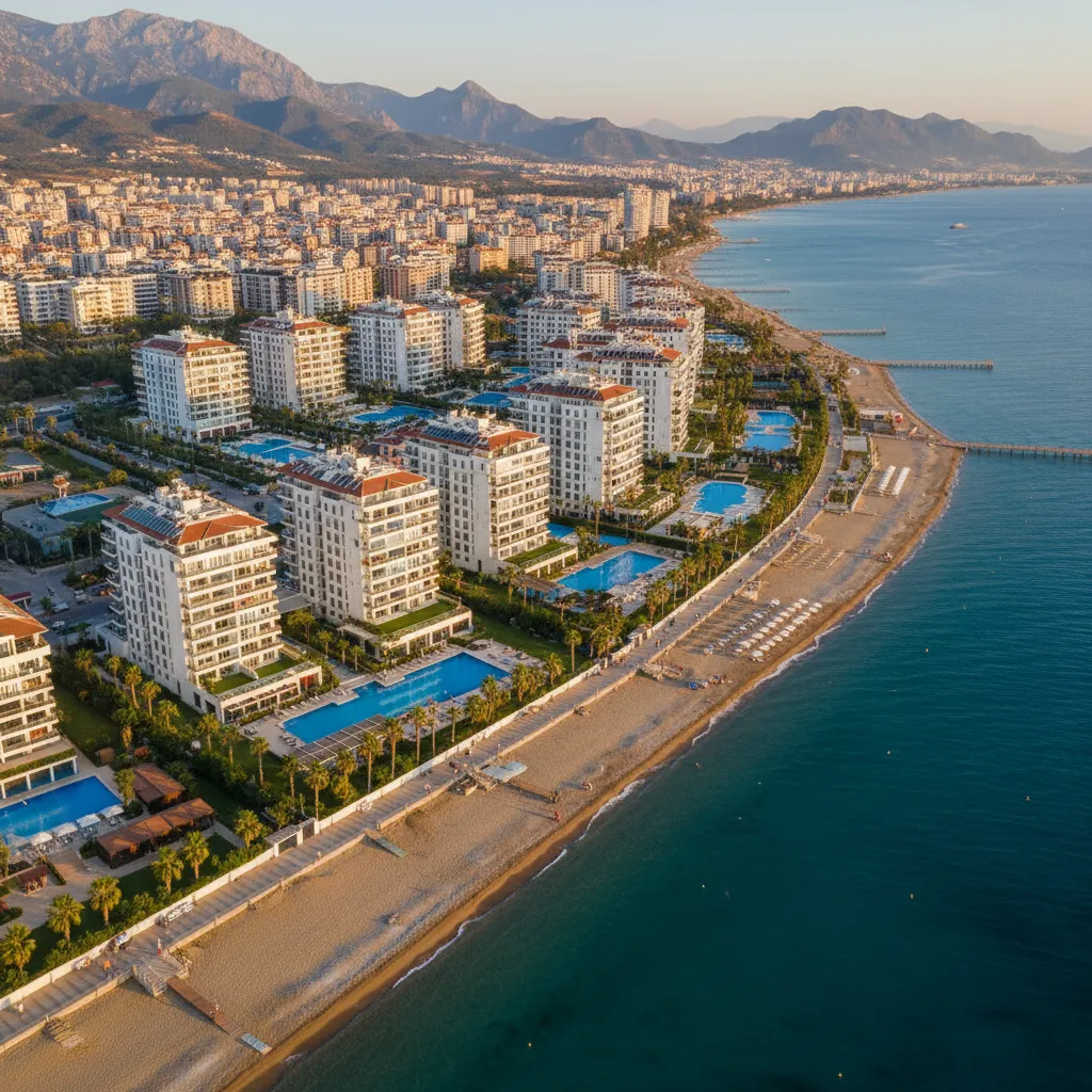 antalya beach apartments aerial