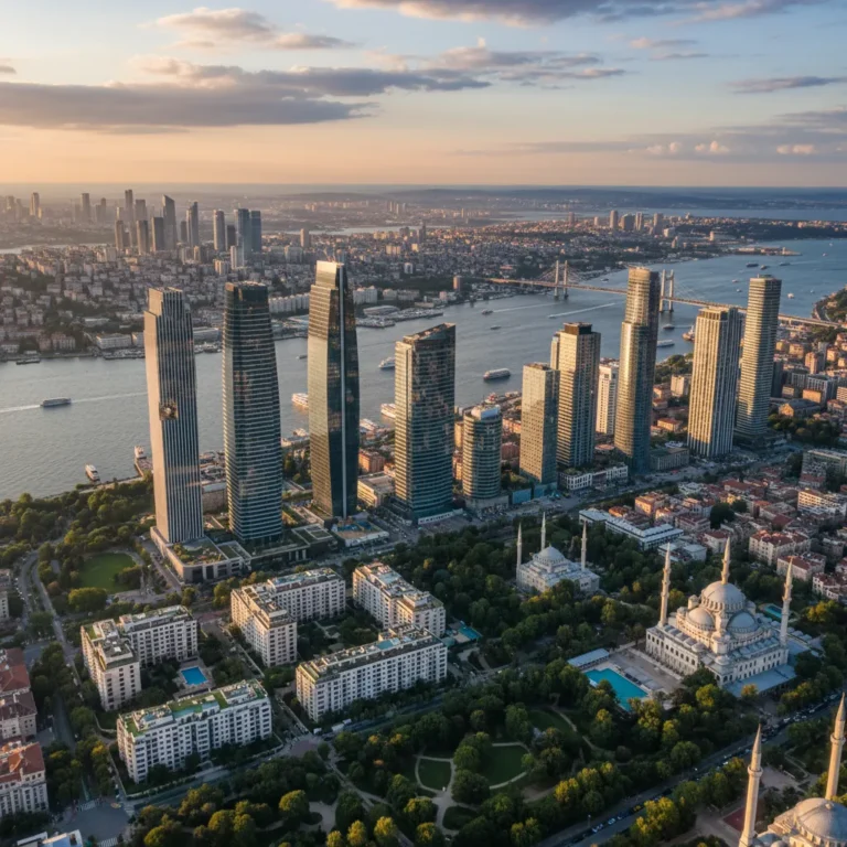 modern istanbul aerial view skyscrapers